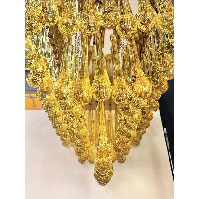 Amber Impressive Mid-Century Modern Amber "Drops Murano Glass Flush Mount For Sale - Image 8 of 8
