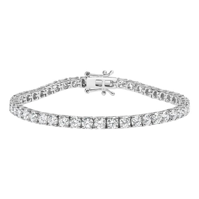14K White Gold 1.00 Cttw Prong Set Lab Grown Round Diamond Classic Tennis Bracelet (F-G Color, VS2-S For Sale