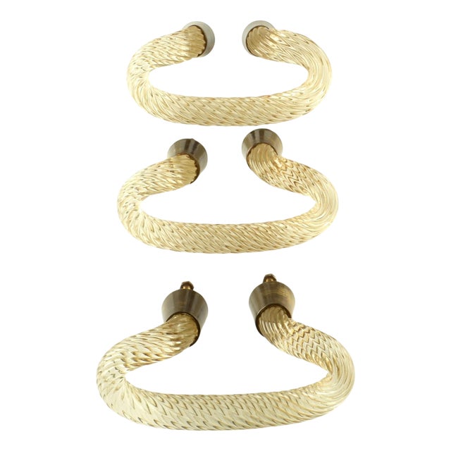 Clear Glass Door Handles by Carlo Scarpa for Venini, 1940s, Set of 3 For Sale