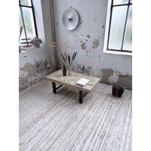 Ceramic Coffee Table with Carved Stone, 1950s For Sale - Image 4 of 18