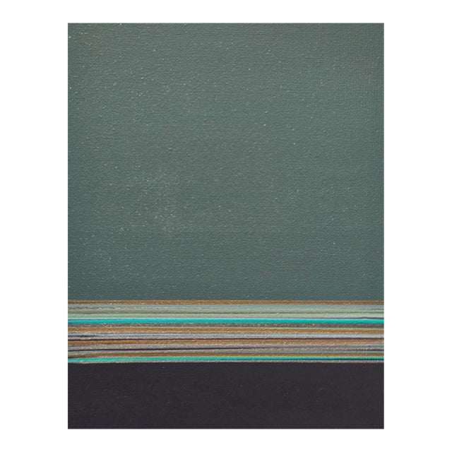 Dark Green & Charcoal Gray Abstract Expressionism Painting For Sale