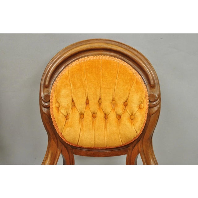 Antique Eastlake Victorian Carved Walnut Orange Parlor Side Chairs - A Pair For Sale - Image 4 of 13