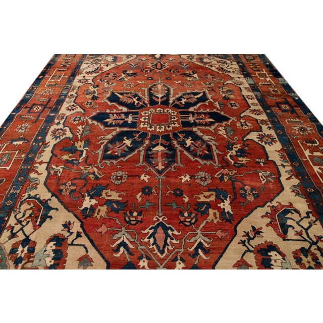 Textile Late 19th Century Persian Serapi Rug, 10' X 13' For Sale - Image 7 of 13