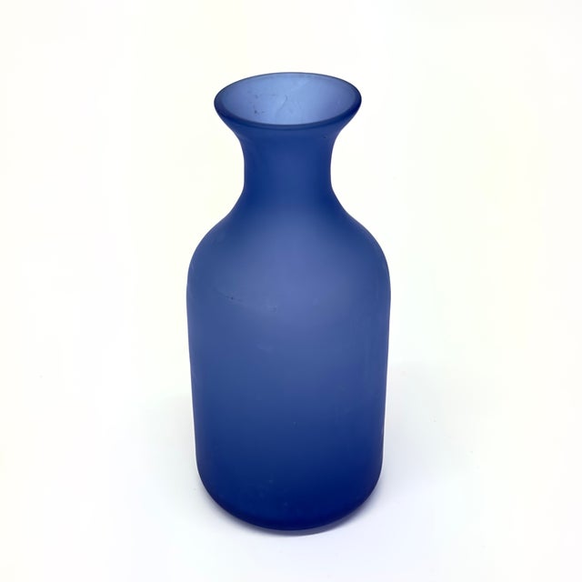 Mid 20th Century Minimal Cobalt Frosted Glass Vessel Curation - Group of 3 For Sale - Image 5 of 7
