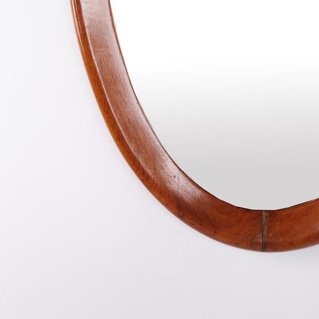 Oval Mirror with Walnut Frame, 1940s For Sale - Image 3 of 6