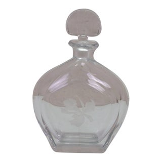 Vintage Orrefors Crystal Orchid Etched Ships Liquor Wine Decanter Stopper For Sale