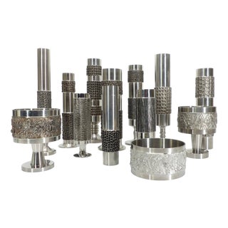Space Age Brutalist Steel Vases from BMF, Germany, 1970, Set of 13 For Sale