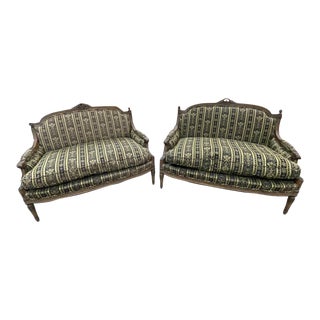 1920s Vintage Meyer Gunther Martini Wood Frame Sofas - a Pair For Sale