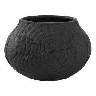 Faux Bois Round Bowl in an Ebony Finished Polyresin For Sale