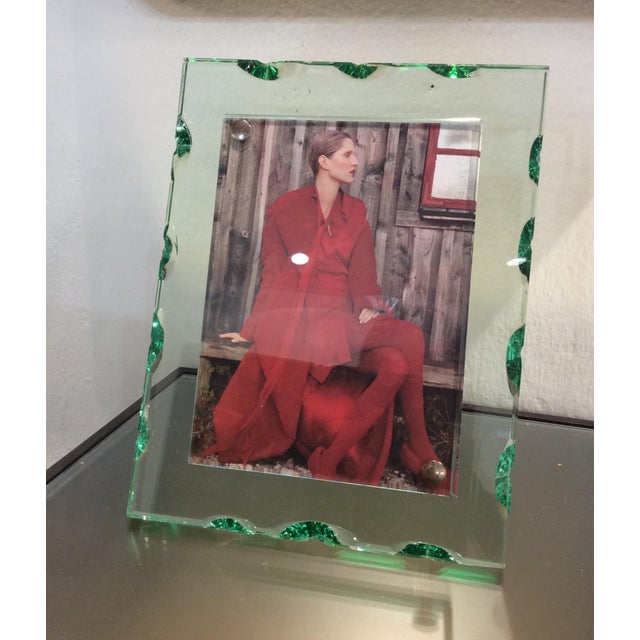 Aqua Photo Frame in Thick Chiselled Crystal Glass from Fontana Arte, 1940s For Sale - Image 8 of 11