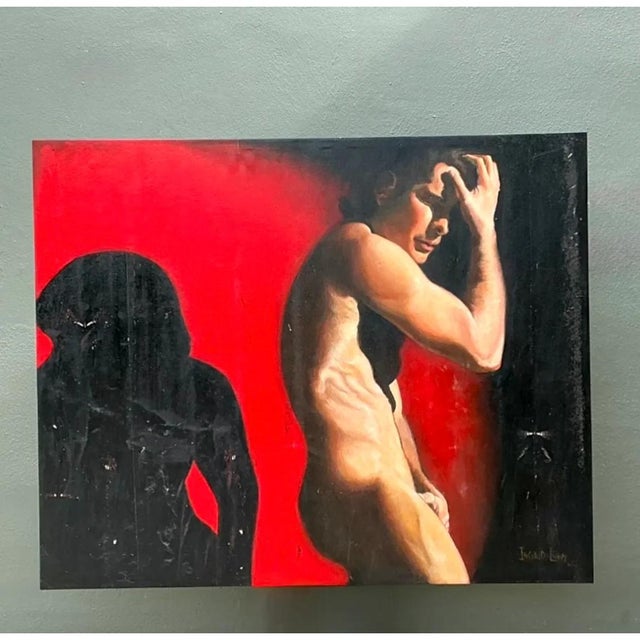 Late 20th Century Vintage Monumental Figurative Oil Portrait on Canvas For Sale - Image 5 of 12