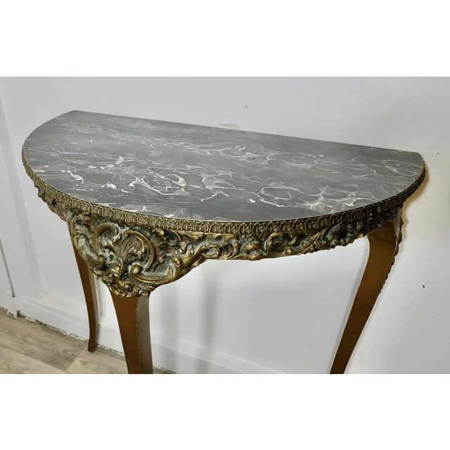 Simulated Marble and Gilt Free Standing Console Table, 1940s For Sale - Image 4 of 7