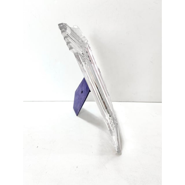 Vintage Heavy Cut Glass Picture Frame – Art Deco Fluted Crystal Tabletop Frame For Sale In Louisville - Image 6 of 9