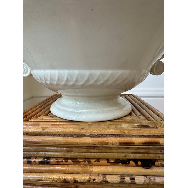 Vintage Art Deco Sarreguemines France Porcelain Bowl, Footed With Handles For Sale - Image 9 of 16