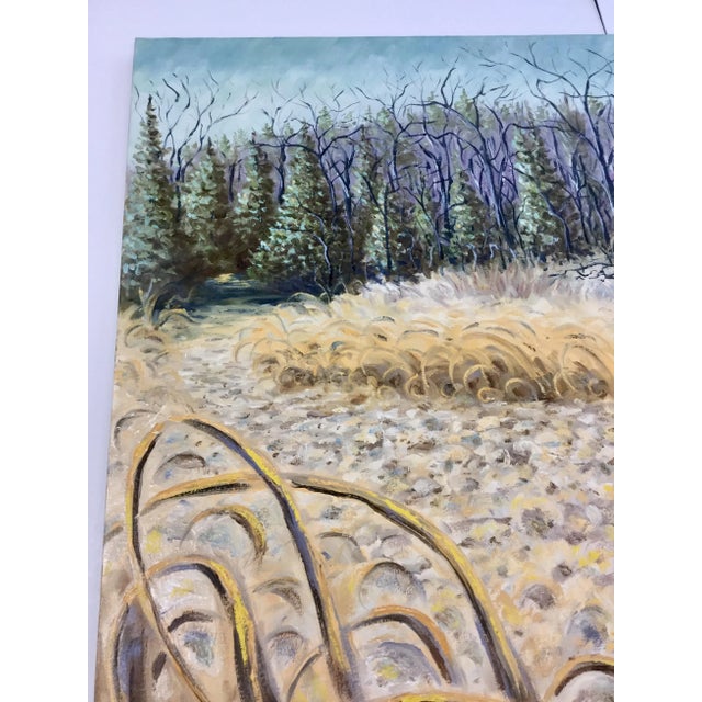 Textile Large 1990’s Original Expressionist Landscape Oil Painting For Sale - Image 7 of 13