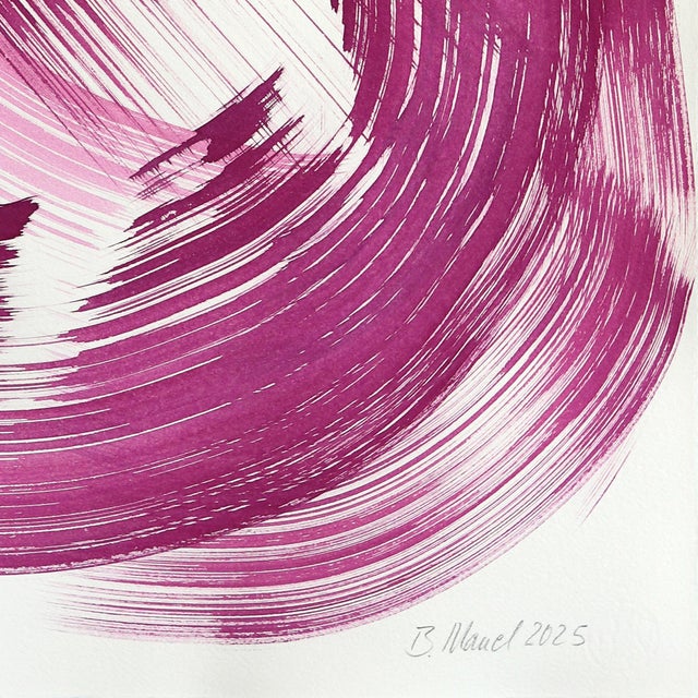 2020s The Deep Magenta Dress 8 - Original Ink Painting on French Linen Paper by Bettina Mauel For Sale - Image 5 of 6