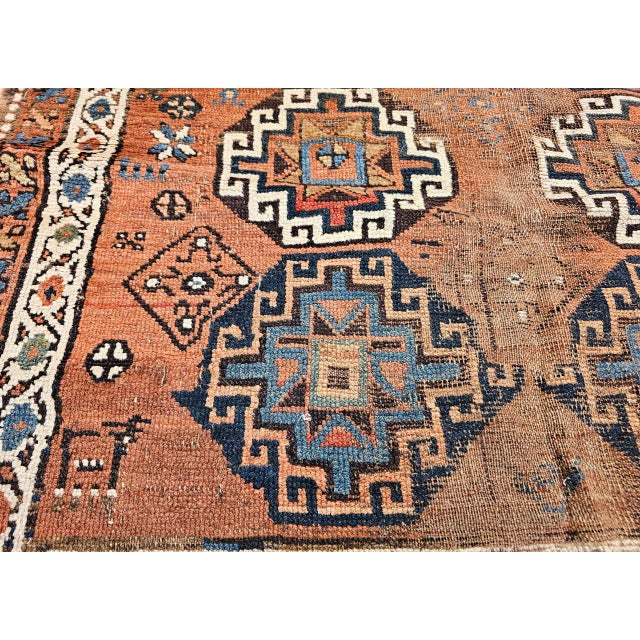 Antique Kazak Area Rug, Handwoven Wool Geometric Design, 1890s, 4' x 8' For Sale - Image 13 of 17