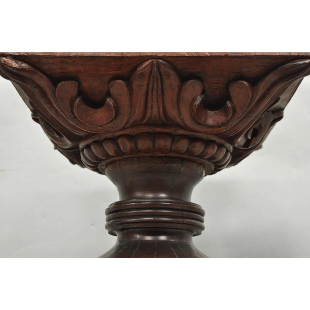 Late 19th Century Antique American Empire Carved Mahogany Cannonball Paw Foot Pedestal Table Base For Sale - Image 5 of 18