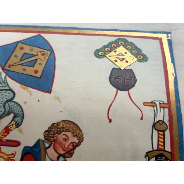 Gothic Vintage Print from Codex Manesse in 14x18 Mat: "Herr Wilhelm von Heisenberg" EUC For Sale - Image 3 of 3
