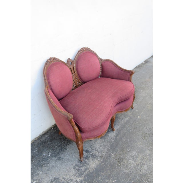 French Early 1900s Carved Large Deep Settee Loveseat 5731 For Sale - Image 4 of 12