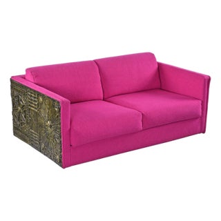 Adrian Pearsall Craft Associates Pink Paul Evans Style Brutalist Loveseat Sofa For Sale