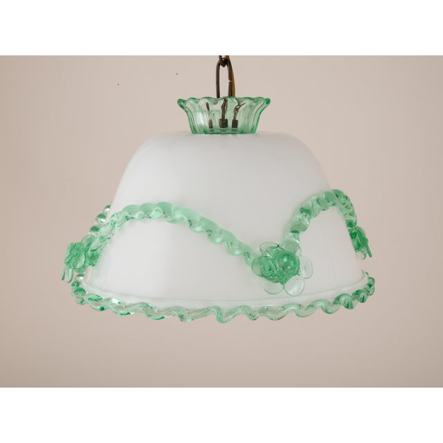 Antique Murano Glass Pendant Light Arsenic Jade Light Green Opaline For Sale - Image 13 of 14