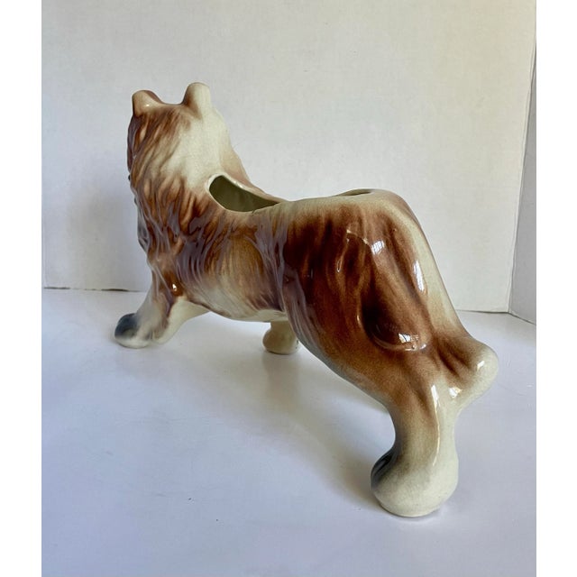 Mid 20th Century Mid-Century Ceramic Collie Dog Planter Figurine For Sale - Image 5 of 9