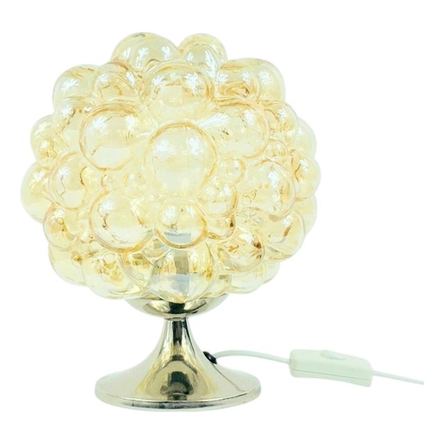 Mid-Century Modern Amber Bubble Glass Table Lamp by Helena Tynell, Germany, 1960s For Sale