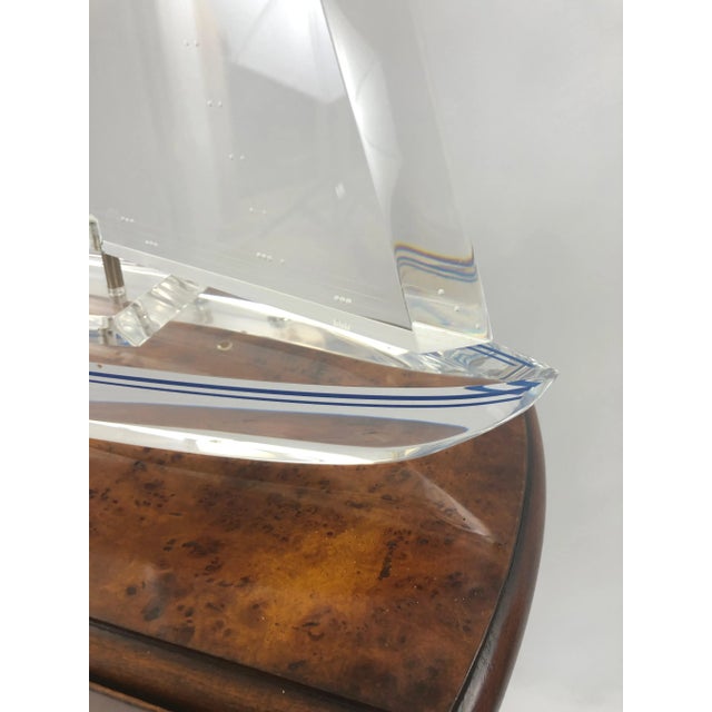 Plastic 1990s Eye Catching Lucite Sailboat Sculpture For Sale - Image 7 of 11