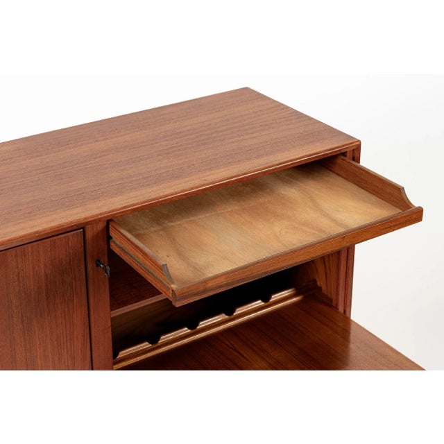 Wood Teak Mid Century Bar Cabinet With Lazy Susan by Fredrik Kayser (Attr.) For Sale - Image 7 of 13