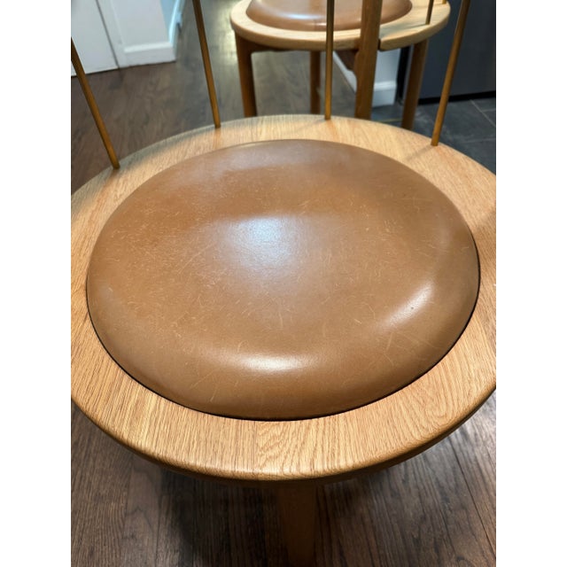 Crump & Kwash Montgomery Dining Chairs Set of 3 Oak Leather Brass For Sale - Image 10 of 10