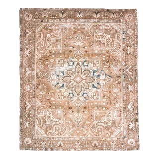 1970s Vintage Persian Handmade Wool Cotton Light Brown Area Rug For Sale