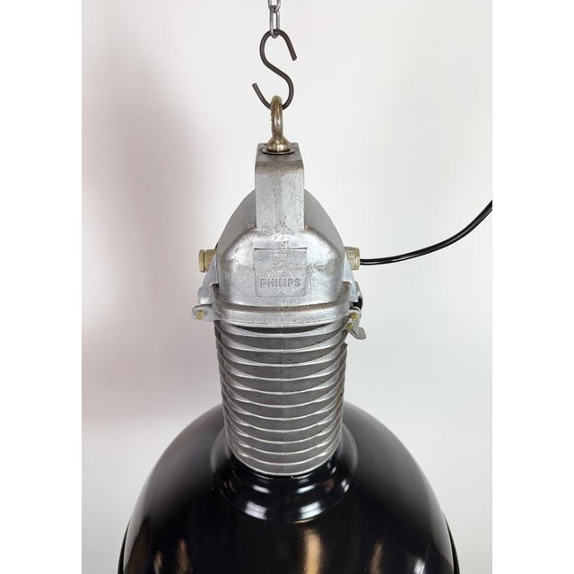 Large Industrial Black Enamel Factory Pendant Lamp from Philips, 1960s For Sale - Image 11 of 18