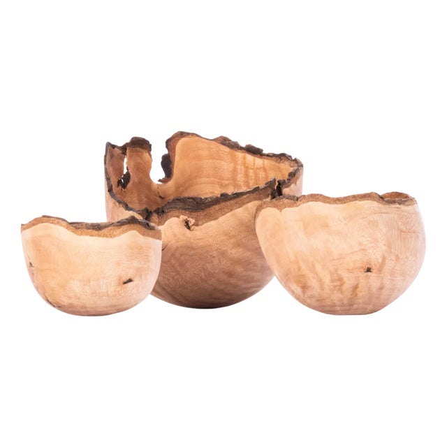 Wood Hand Turned Bowls from Tyler & Tara, Set of 3 For Sale