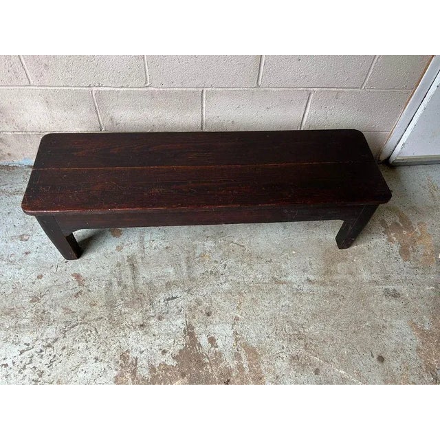 19th Century Antique Primitive Country Pine Bench For Sale - Image 9 of 11
