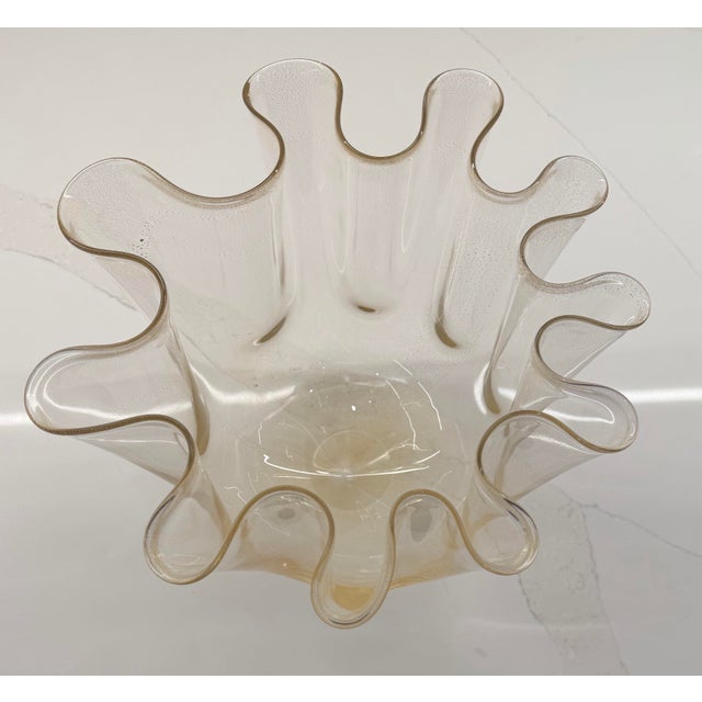 Gold Global Views Handkerchief Hand-Blown Italian Art Glass Vase / Bowl – Large - Gold Leaf For Sale - Image 8 of 12