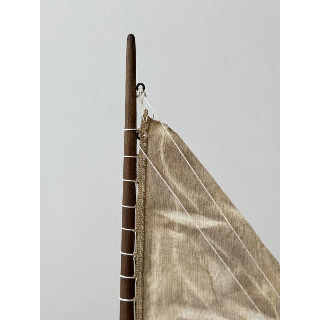 Antique White Antique Folk Art Wood Pond Sail Boat, Circa 1920s For Sale - Image 8 of 18