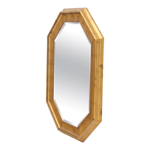 Decorative Octagon Gilt Frame Beveled Wall Mirror For Sale