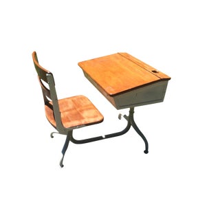 Vintage MCM School Desk and Chair For Sale