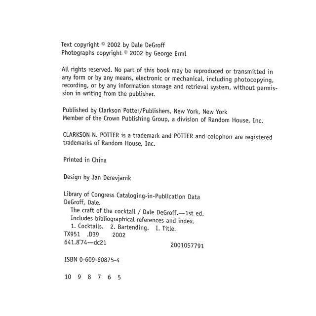 "The Craft of the Cocktail" Book For Sale - Image 4 of 6