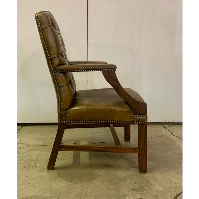 Antique Leather Gainsborough Armchair, 1900s For Sale - Image 4 of 10