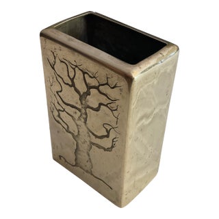 Mid 19th Century Sarreid Heavy Cast Brass Vase with Tree of Life Motif For Sale
