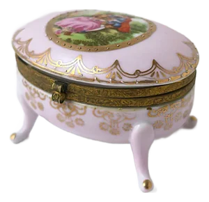 German Porcelain Jewelry Box in the Regency Style