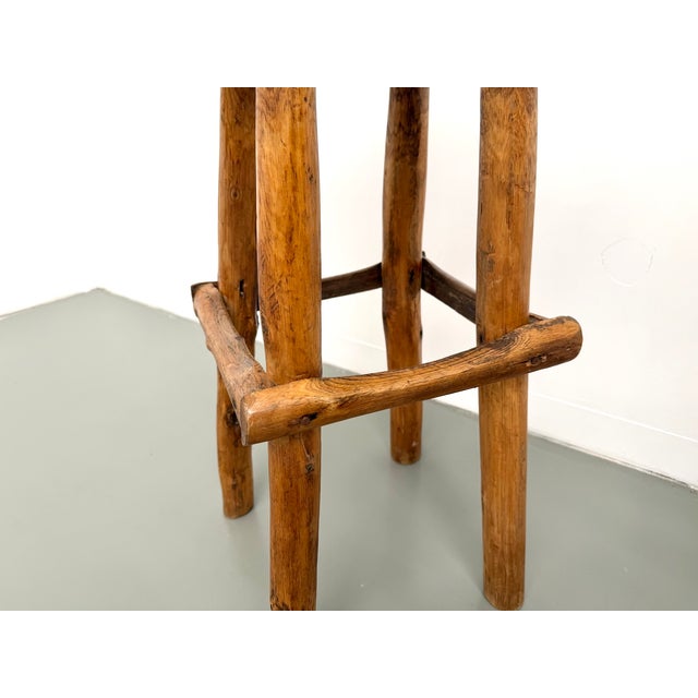 Brown Brutalist Bar Stools, France, 1950s, Set of 2 For Sale - Image 8 of 18
