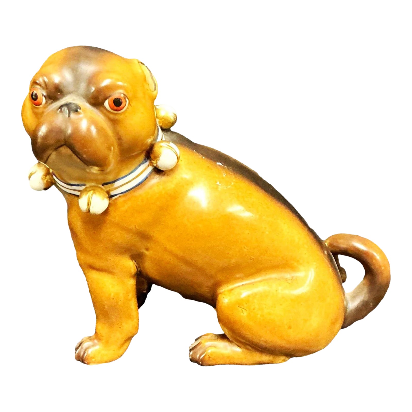 Large Victorian Antique Porcelain Pug Dog Figurine Hand-Painted German ...