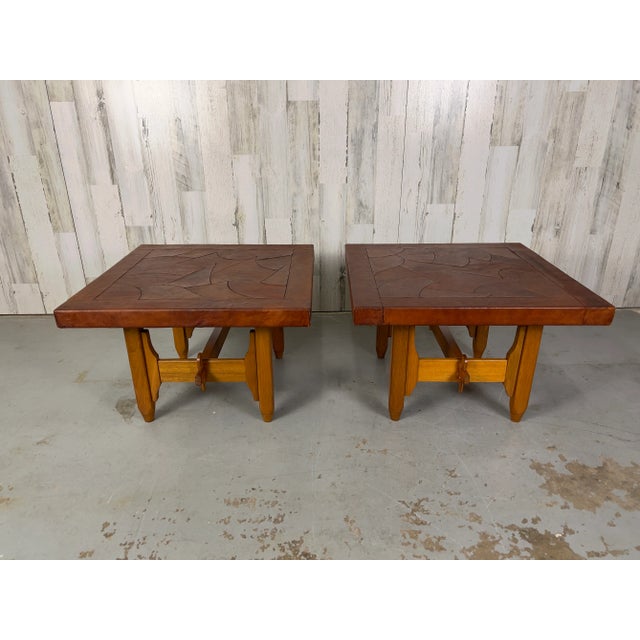 Abstract Leather Top End Tables by "Atre Sano" Colombia For Sale - Image 4 of 13