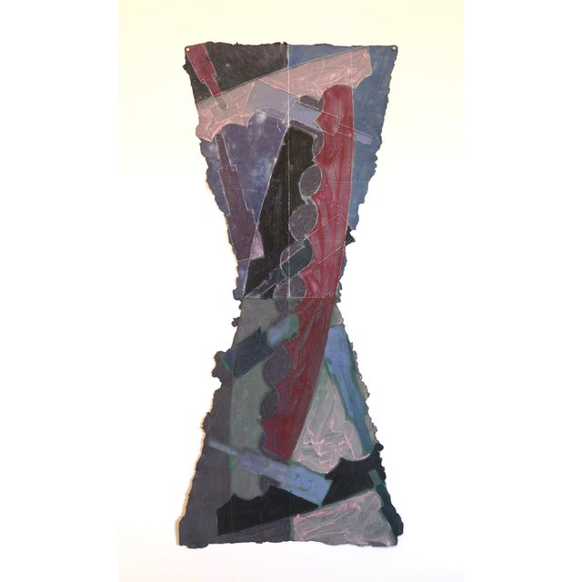 Sandy Kinnee, Abstract Modernist Colorful Mixed Media Monoprint Screen-print Handmade Paper, c.1980's For Sale