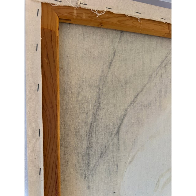 Textile 1980s Large-Scale Contemporary Abstract Painting, Monumental Vertical Canvas, Blue Black & Ochre, 78x48” by Jack Compton For Sale - Image 7 of 7