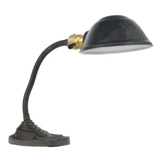Vintage 1930s Art Deco Steel Gooseneck Desk Lamp For Sale