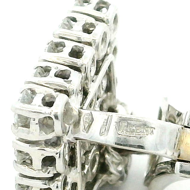 1990s Pair of Italian 18k White Gold 5 Carat Diamond Pavé Cluster Earrings For Sale - Image 12 of 18